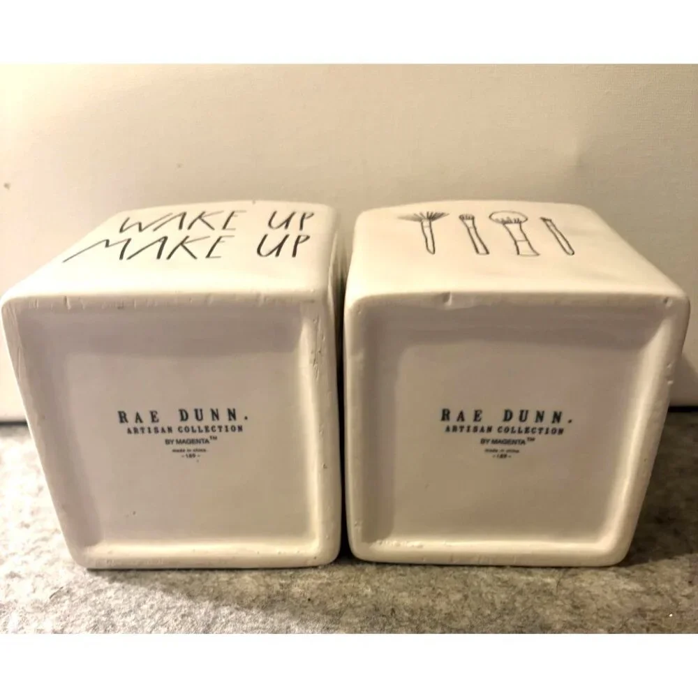 2 Rae Dunn Ceramic Make-up Containers # 3273